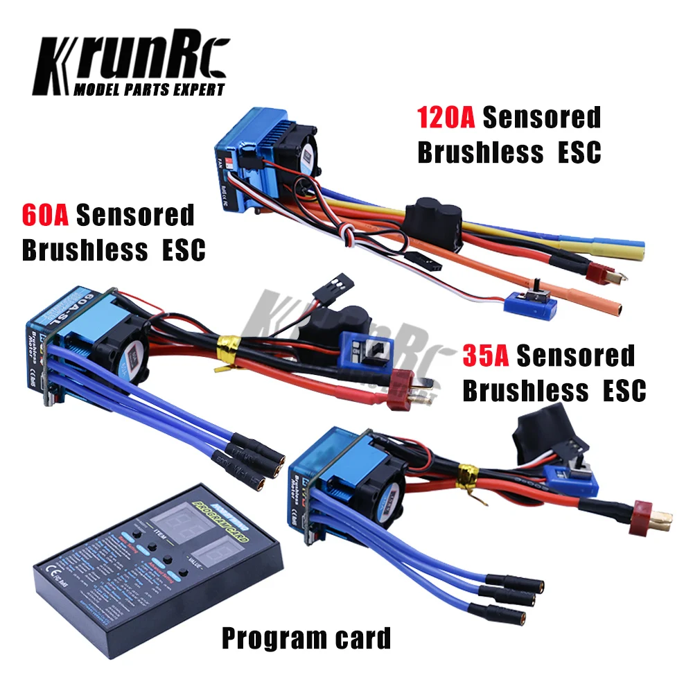 Новый Бесщеточный Регулятор скорости ESC с датчиком вращения 35A/60A/120A Т-образный