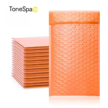 

TONESPAC 5x7in 140x210mm 50pcs Poly Bubble Mailer Padded Shipping Envelopes Bag Self Seal Small Waterproof Packaging Orange