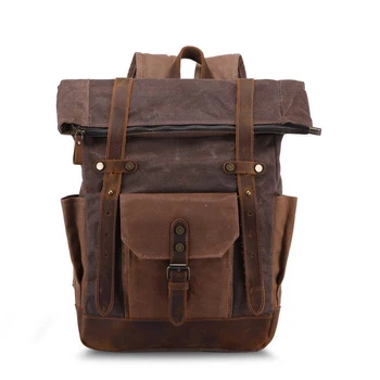 

Brown color top quality canvas men backpack Outdoor Hiking Climbing Camping Large Capacity backpack for male 200822-30