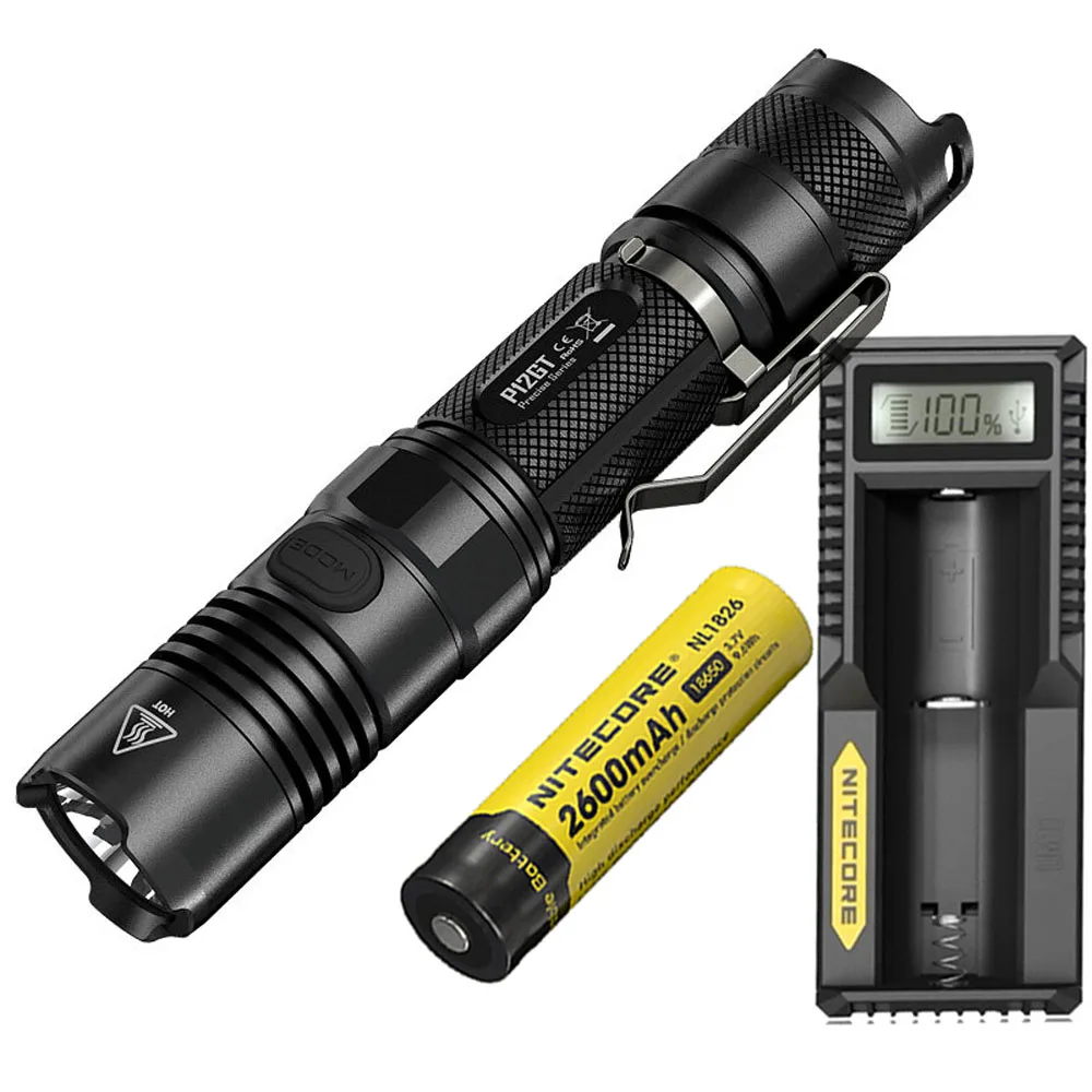 P12GT NL1826 UM10 NITECORE P12GT тактический фонарь XP-L HI V3 светодиодный Макс 1000 люмен расстояние луча 320 м ручной фонарик поиск спасательный маяк - Испускаемый цвет: P12GT NL1826 UM10