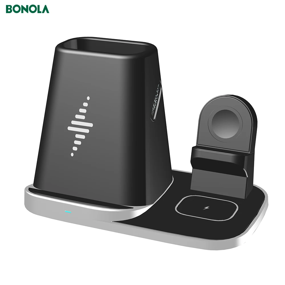 Беспроводное зарядное устройство Bonola для iPhone/AirPods/iWatch/Pen Holder 4 в 1 подставка