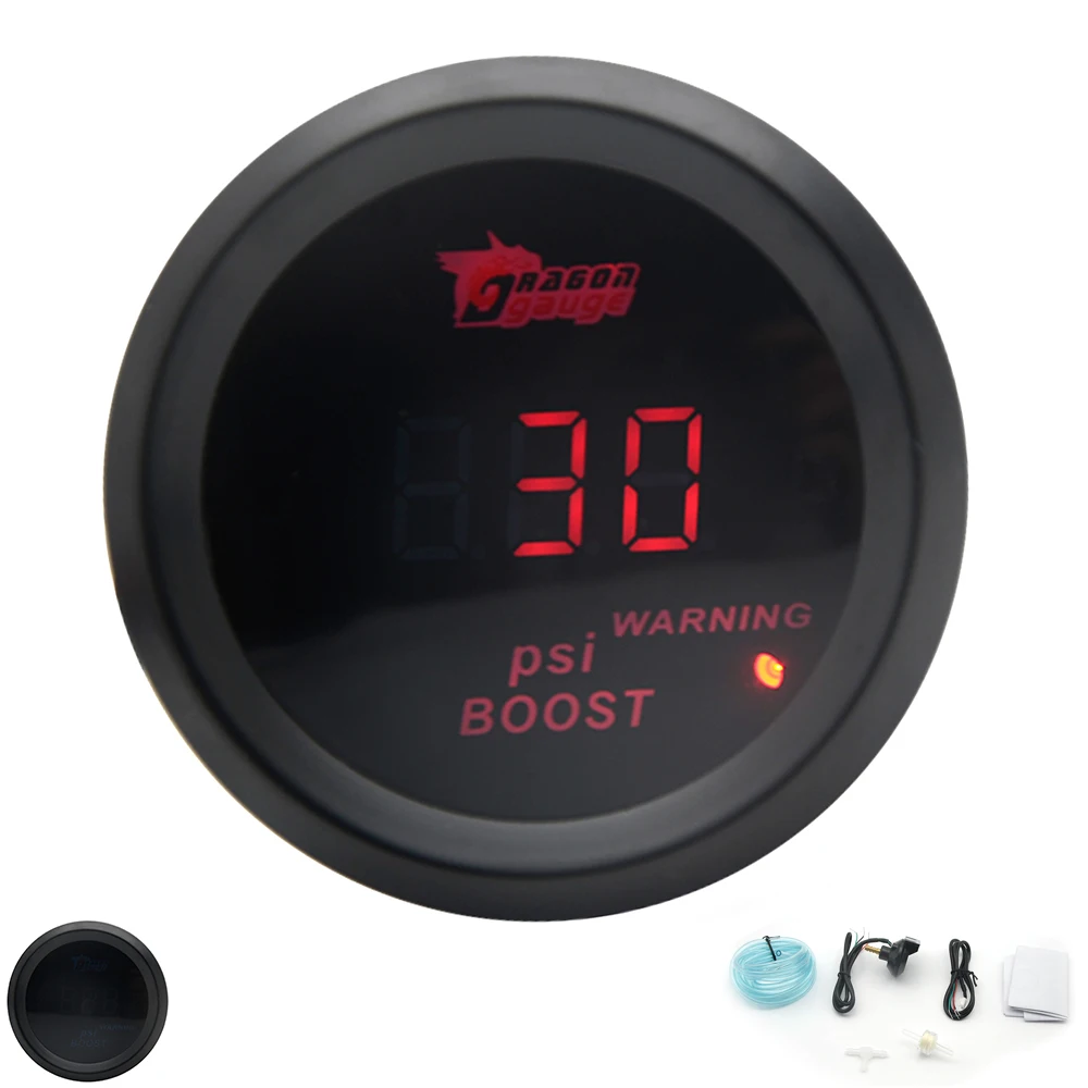 Dragon Gauge Psi 52mm Boost Turbo Gauge Digital Red Led Black Case