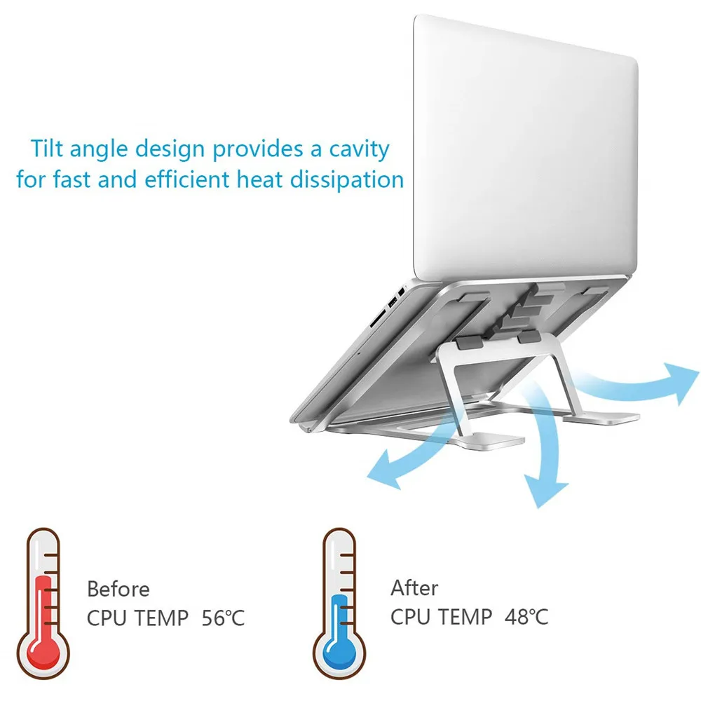 Охлаждающая стойка складной регулируемый угол подставка для ноутбука алюминиевый рабочий стол портативный держатель офисный эргономичный нескользящий держатель для ноутбука