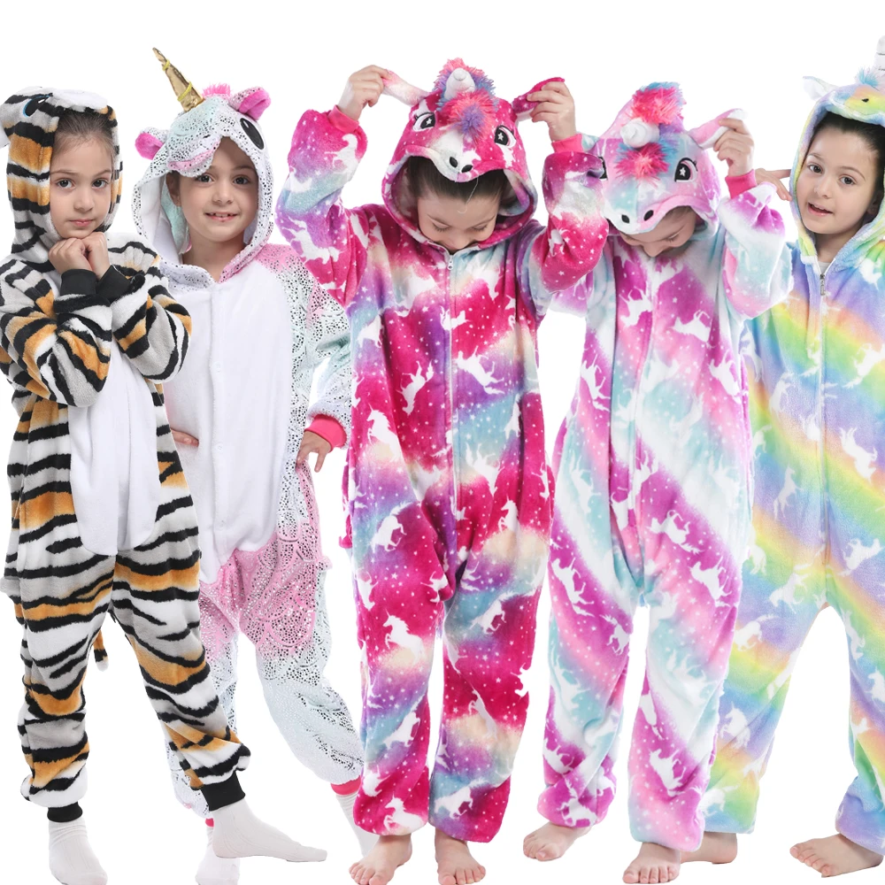 Pijamas de unicornio para niñas y niños de 4, 8, 10 y 12 años, de dormir con pijama Kigurumi|Pelele entero| - AliExpress