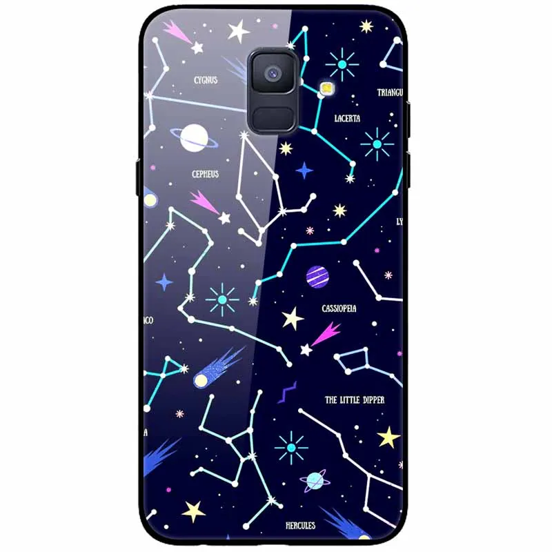 Luxury Case For Samsung Galaxy A8 A6 Plus 2018 Cover Glass Tempered Fashion Coque for Samsung A8 2018 Cases Shockproof A8Plus kawaii samsung phone cases Cases For Samsung
