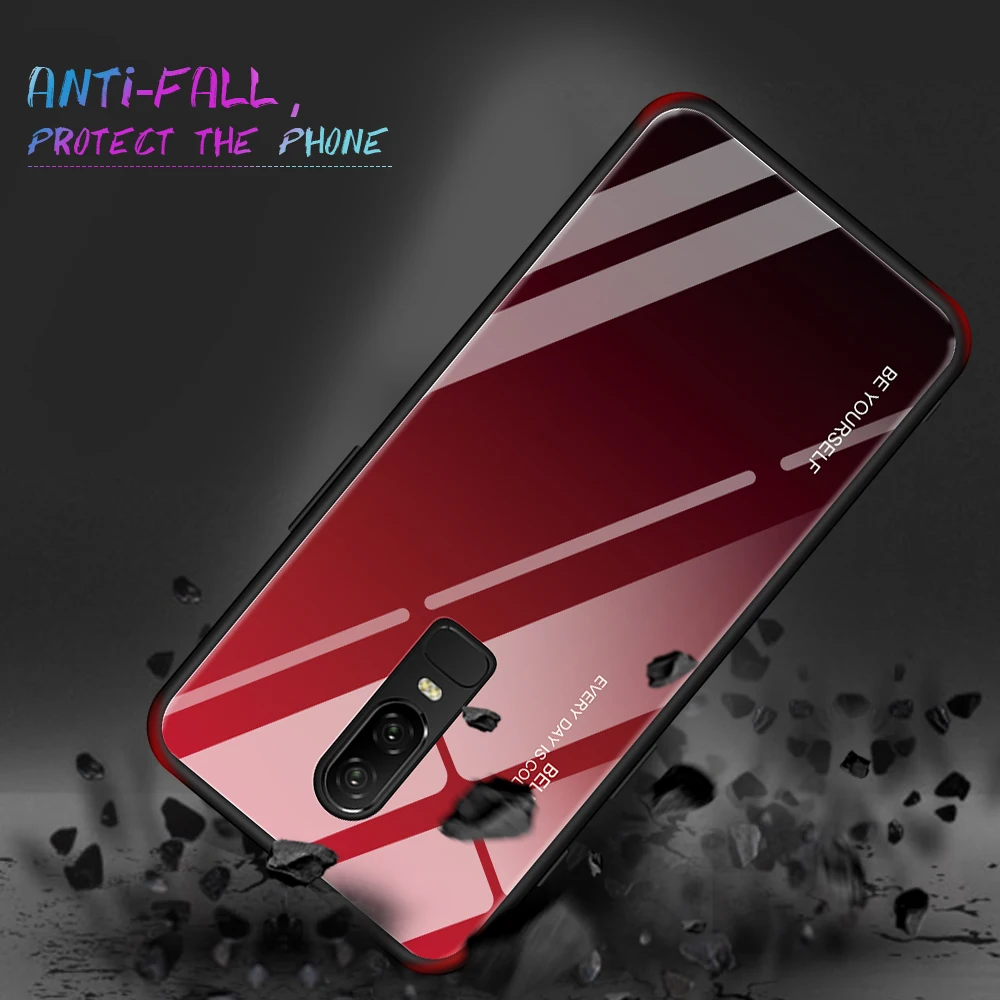 Краучий градиентный чехол из закаленного стекла для One plus Oneplus 7 Pro с силиконовой