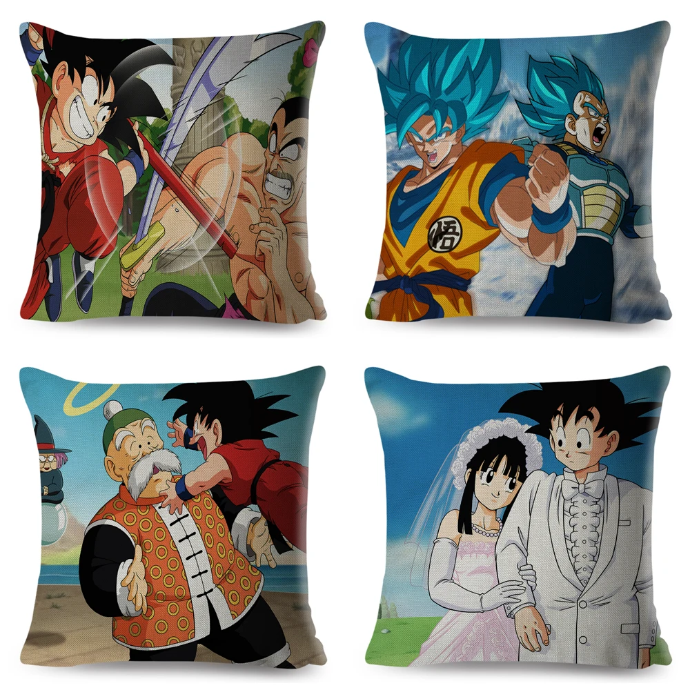 Классический Аниме Dragon Ball логотип Наволочка для дивана мультяшное украшение для дома Сон Гоку льняная наволочка 45*45 см наволочка