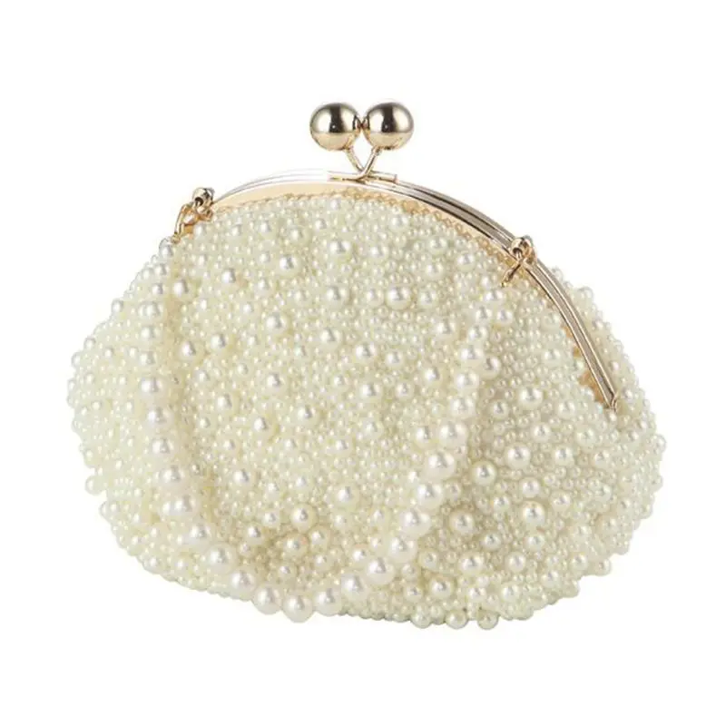 

Fashion Artificial Pearls Clutch Evening Bag Women Formal Dinner Handbag Wedding Bridal Purse A69C