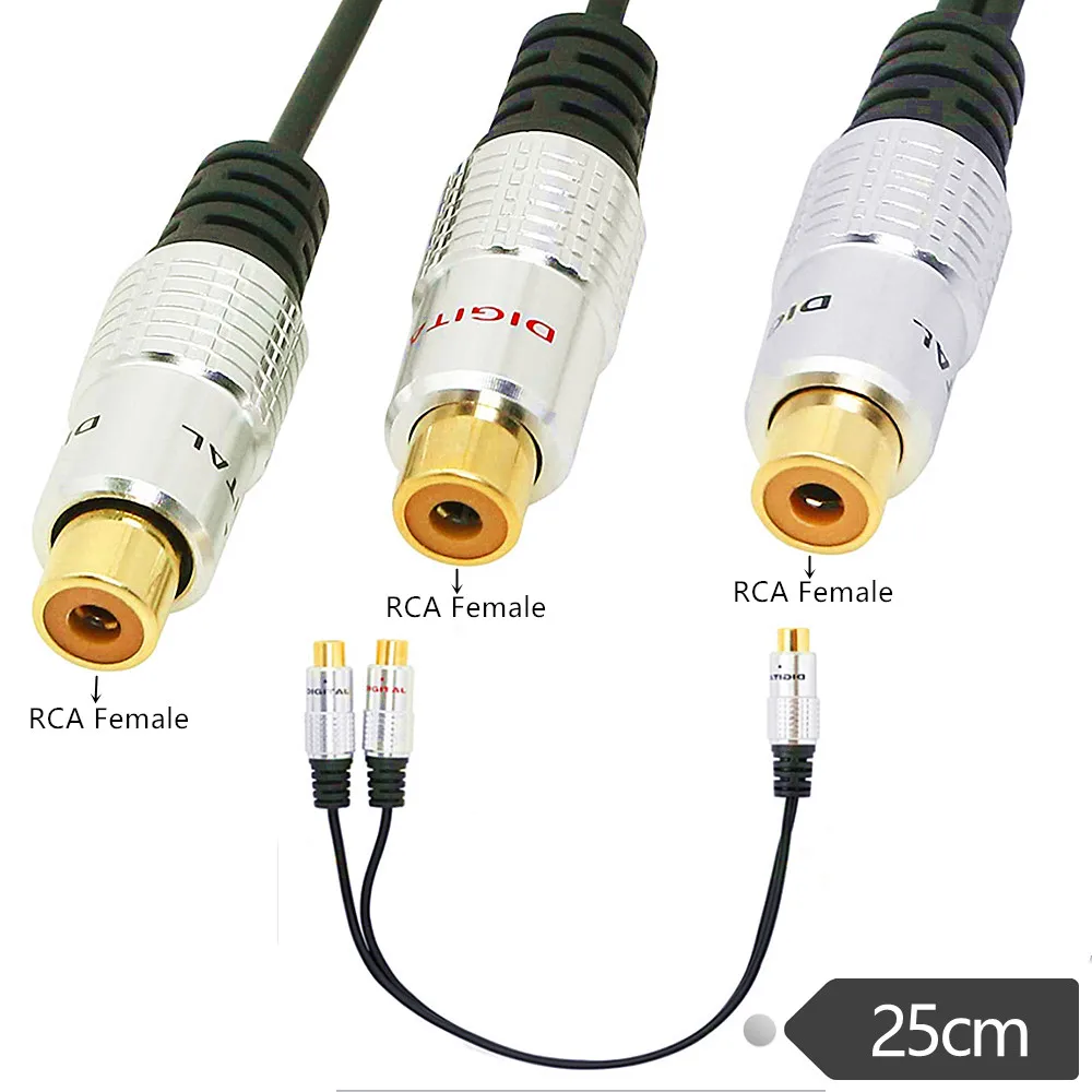 RCA Cable Premium Aluminium Alloy Single 1-RCA Female to Dual 2 Splitter Gold Plated Adapter Audio Cable(RCA/F-2F) | Электроника