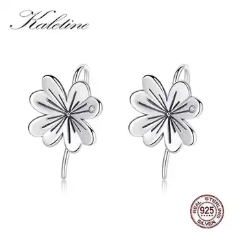 

Kaletine Genuine 925 Sterling Silver Vintage Earrings For Women Flower CZ Earrings Boho Fashion Indian Jewelry Gift For Girl