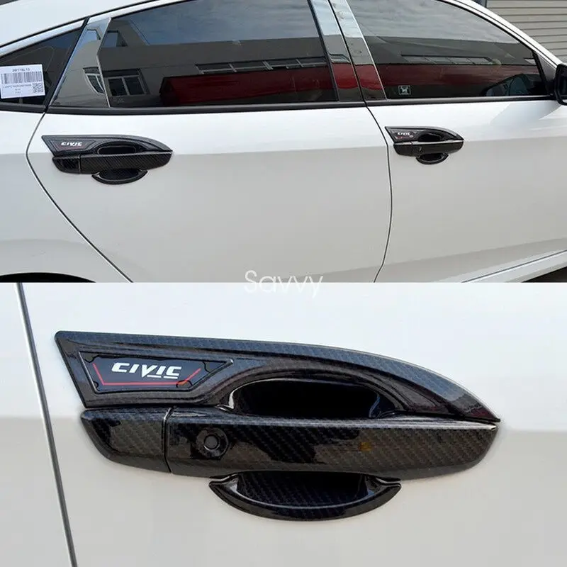 Ручка двери из углеродного волокна+ ручка Накладка для Honda Civic 4DR