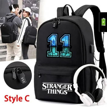 

New Stranger Things Canvas Backpack School Bags for Girls College Students Laptop Backpack Leisure Chain Travel Rucksack