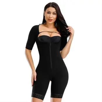 

Lace Body Shaper slimming Full shaperwear Tummy shaper Zipper Open Crotch faja Postpartum Recovery bodysuit
