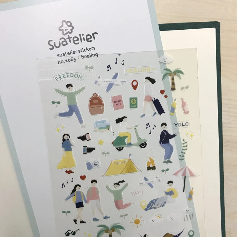 Suatelier Healing Cutting Die Stickers Cute Girl Sea Life DIY Scrapbooking Supplies Diary Home Hobby Adhesive Decoration Craft