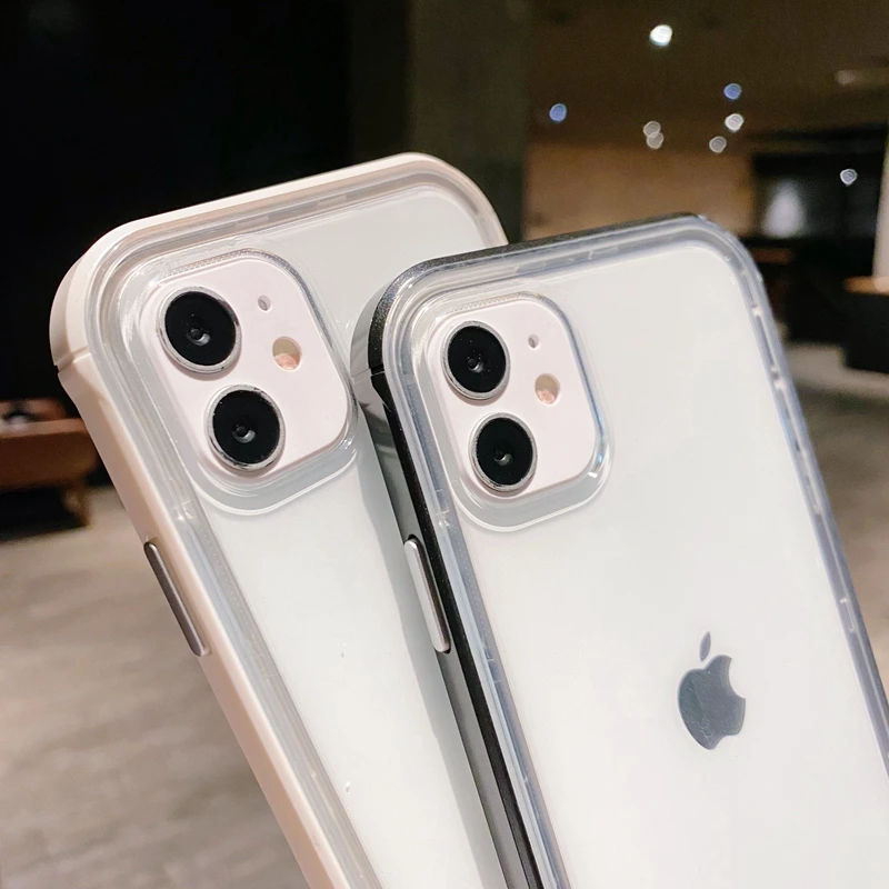 Transparent Candy color bumper Anti-knock Case for iphone 12 12Pro Max 11 11Pro XR X XS Max SE2020 7 8 Plus shockproof cover