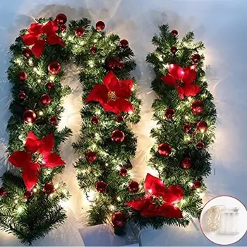 

5 Colors 2.7M Christmas Decorations Garland Decoration Rattan Lights Wreath Decorated Mantel Fireplace Stairs Wall Door Pine