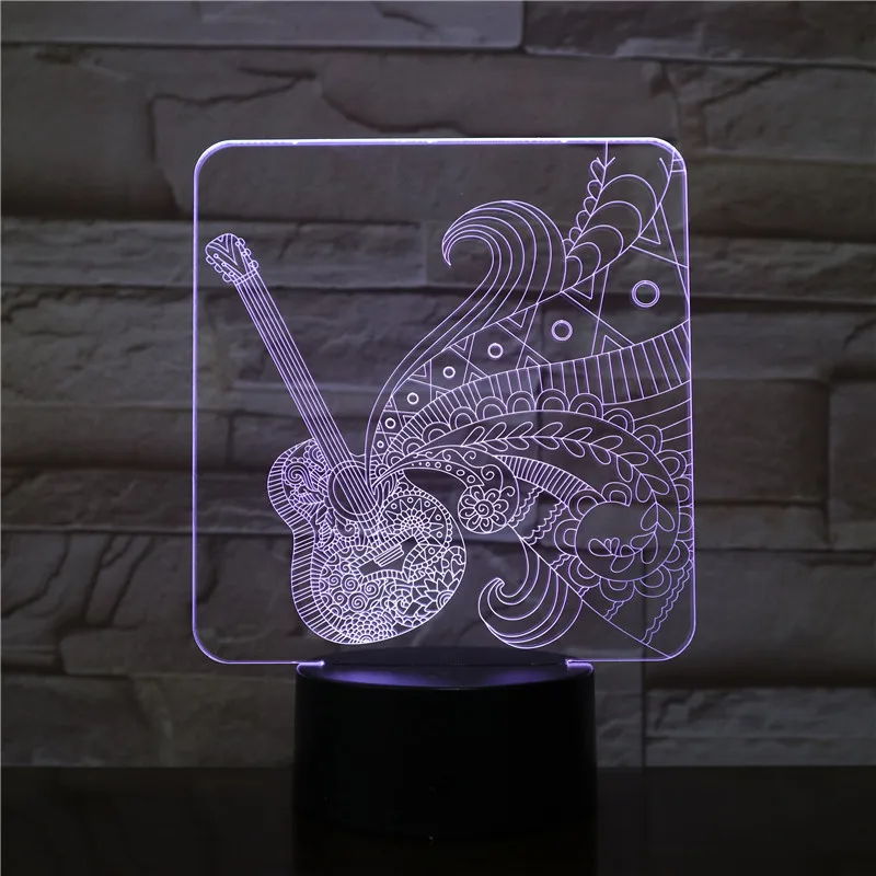 Красочная гитара сенсорная 3d лампа Иллюзия светодиодная Ночная USB атмосферная настольная лампа для детей подарок для детей прикроватная кровать свет 2459