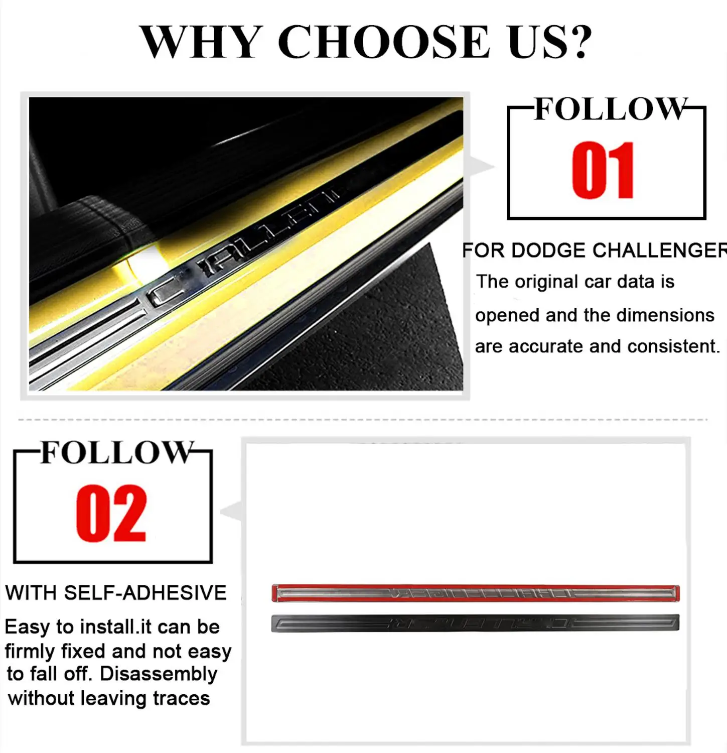 Накладки на пороги для двери, защитная накладка для Dodge Challenger 2009+ аксессуары для салона автомобиля, 2 шт., нержавеющая сталь