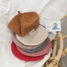 Осенне-зимняя Детская шерстяная шапка для мальчиков и девочек, теплые вязаные шапки, вязаный берет