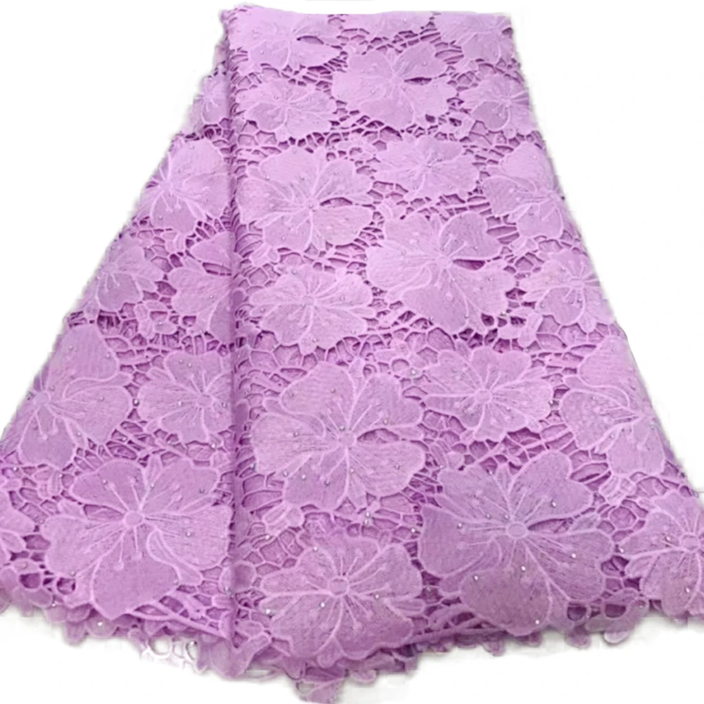

Purple African Lace French Guipure Cord Lace Fabrics for Wedding Dress 2019 Latest Nigerian Cotton Tulle Lace for Women High End