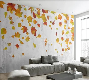 

Customized large wallpaper mural 8d photo wall autumn leaves maple leaf simple style background wall wall covering