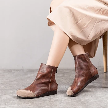 

Anance 2020 spring new women shoes retro handmade leather women's boots comfortable flat leather women shoes casual female shoes