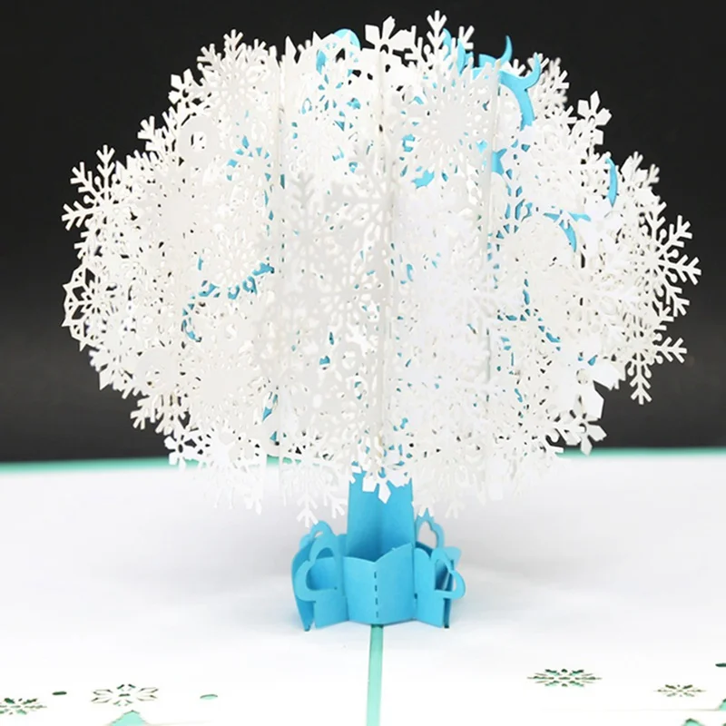 Снежинка дерево 3D трехмерная поздравительная открытка Рождество ручной работы Бумага благословение поздравительная открытка рождественские подарки