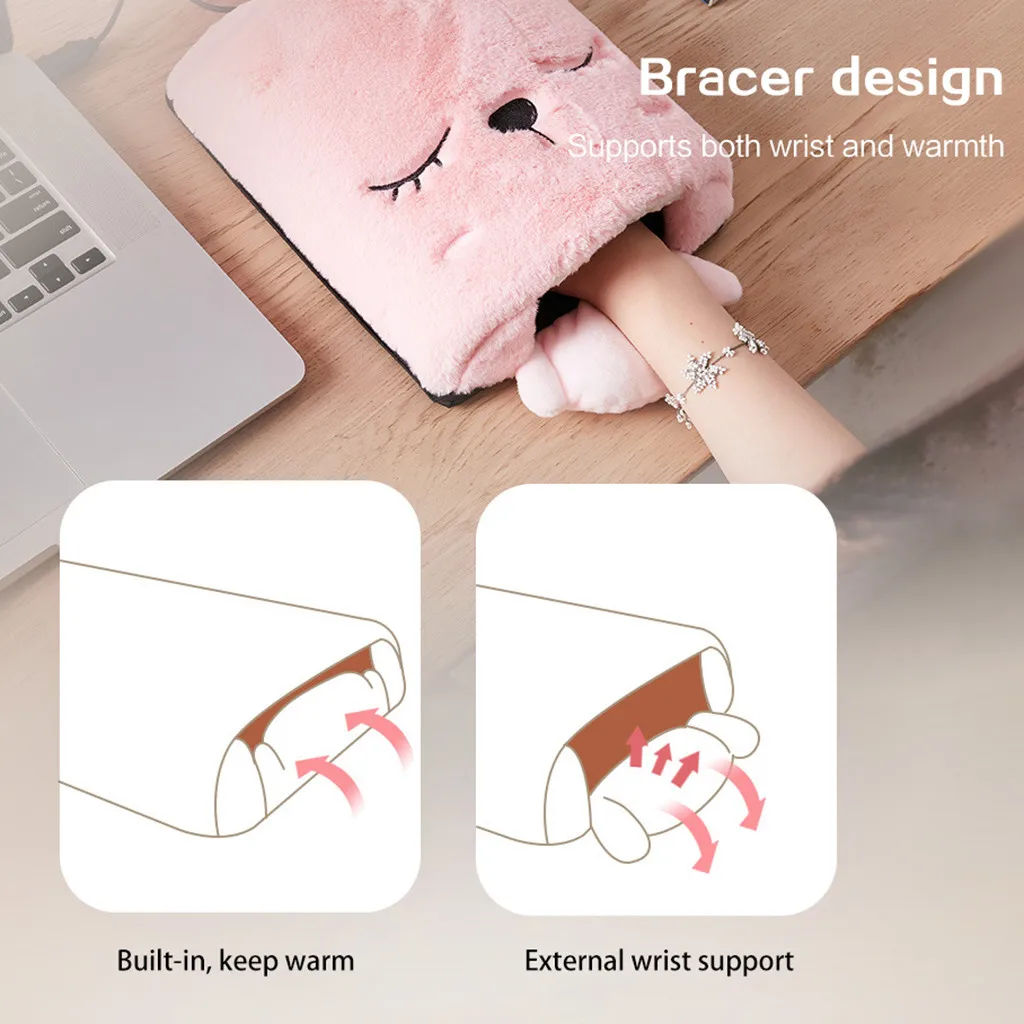 USB коврик для мыши с подогревом милый зимний теплый напульсником мягкий