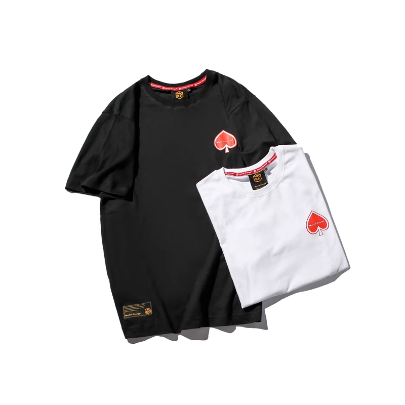 2019 Summer Men's New Casual Solid Color Letter Printing Short-sleeved Round Neck T-shirt Loose Temperament Trend Cotton