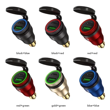 

DIN Plug to QC3.0 + PD USB Charger Adapter with LED Light for Motorcycle European aluminum alloy small-diameter motorcycle