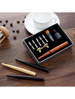 

Calligraphy Fountain Dip Pen + 5 Nibs Ink Kit Gift Box for Lettering Sketching