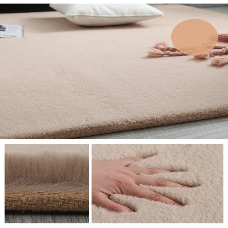 Imitation rabbit fur solid color thick carpet bedroom foyer soft fluff floor mat bathroom non-slip absorbent home carpet