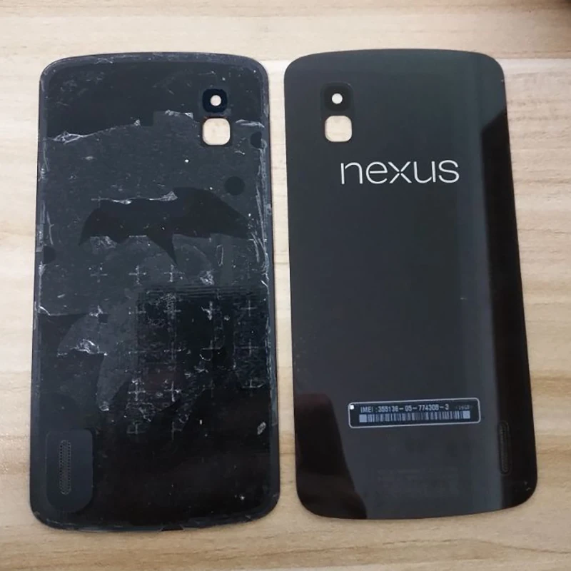Крышка аккумуляторного отсека BINYEAE стеклянный объектив для LG Google Nexus 4 E960 задняя
