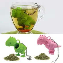 Силиконовый ситечко для заварки чая с изображением динозавра, фильтр-диффузор, инструмент для напитков