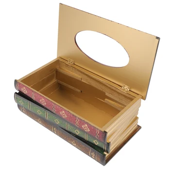

1 pcs Facial Tissue Dispenser Retro Creative Wooden Antique Book Design Napkin Case Tissue Box Napkin Holder for Home Office