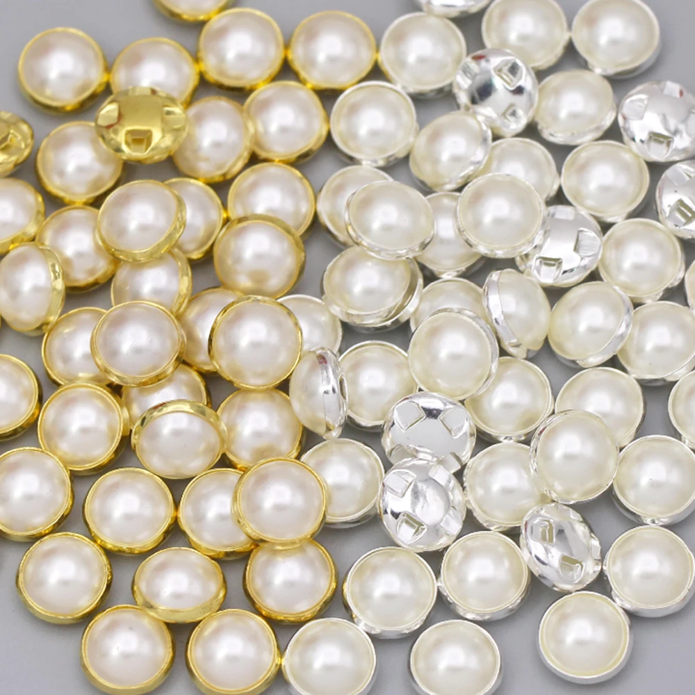 100pcs Pearl Rhinestones Sew On Pearls Gold/sliver Claw 4holes Pearl