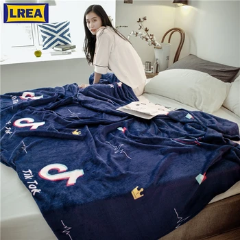

LREA 4sizes blue warm плед bedspread fleece coral blanket adult cover on the bed throw for beds home textile travel