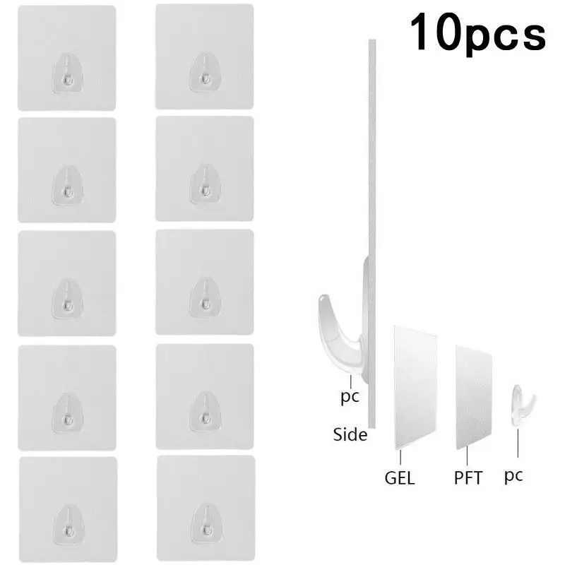 Пластик крепкая паста крюк в стену прямой подвесная всякая всячина стеллаж для выставки товаров многофункциональные бесшовные самоклеящиеся крючки дома и организации хранения - Цвет: 10 pcs