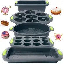 5/41 шт силиконовый противень для выпечки набор подставок под пончик торт пластины с антипригарным покрытием пластины дома Кухня Инструменты для выпечки силиконовый инструмент для торта чашки