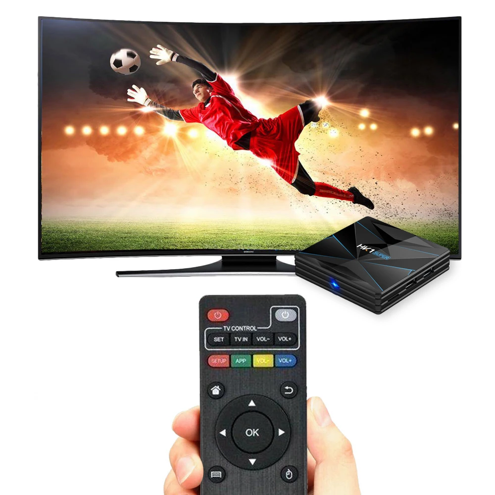 HK1SUPER Android 9,0 Smart tv Box 4K HD медиаплеер с пультом дистанционного управления Rockchip RK3318 четырехъядерный 64 бит UHD 4 ГБ/64 Гб 2,4G/5G WiFi