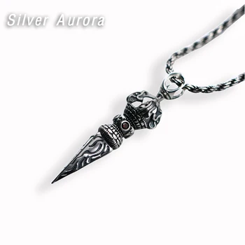 

Women Men Pendant 100% Real 925 Sterling Silver Jewelry Buddhism Vajra Pestle Triangle Pendant fine jewelry