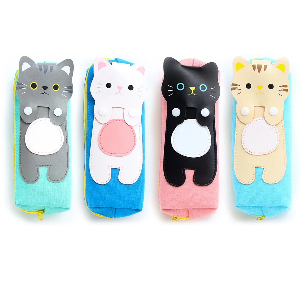 

Canvas Cat Pattern Students Stationery Pen Bag Zipper Pouch Pencil Box Case