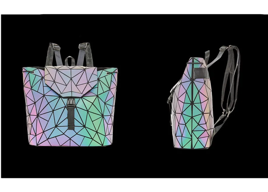 New Luminous Women backpack Geometric Folding Backpack For Teenage Boy Girls School Bag Designers Bagpack Female Ladies Mochila
