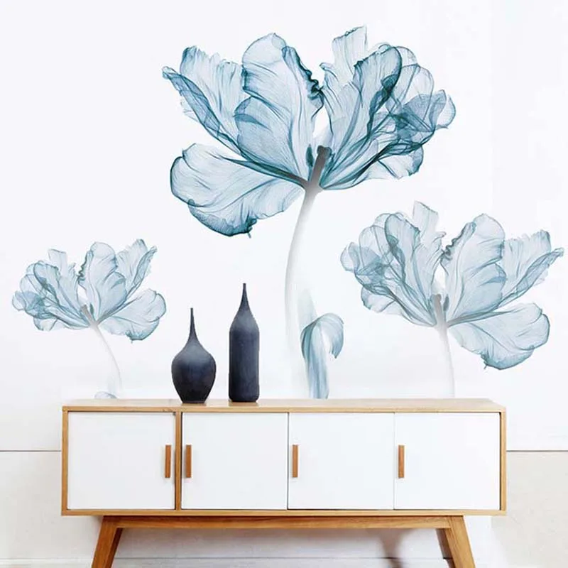 

Home decoration adhesive 3d flower wall sticker removable chinese style living room wall decals