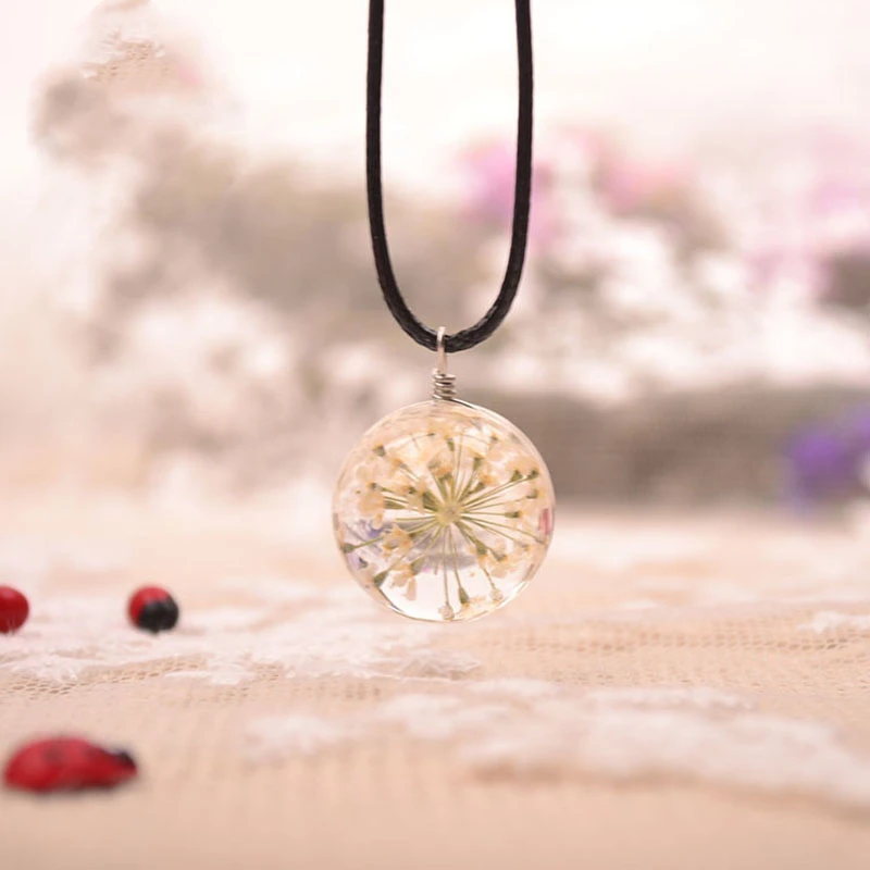 Стеклянное колье в ретро-стиле с цветочным принтом Роскошные шарик ручной работы