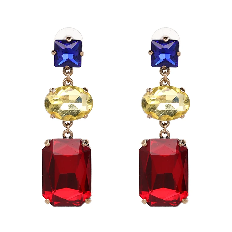 JURAN Hot Brand Bling Mixed Color Crystal Drop Earrings for Women Rhinestone Fashion Jewelry Bridal Party Wedding Earrings Gifts