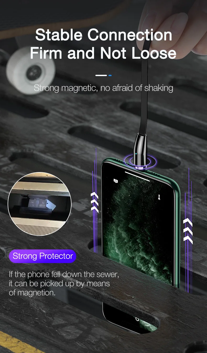 Cafele Магнитный кабель для зарядки USB кабель для IPhone type C Micro Выдвижной зарядный кабель 120 см 3 А Быстрая зарядка USB C кабель