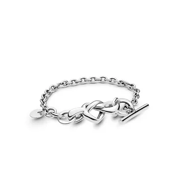 

New 925 silver Heart shaped bracelet DIY beads Bracelet Fit original pandoras charms Link Chain Bangles Women Bracelet Jewelry