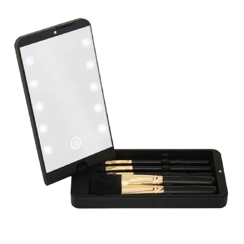 

Small Mirror Dressing High Light Can Press LED Makeup Mirror Folding Mirror 360 Degree Rotating Storage Box