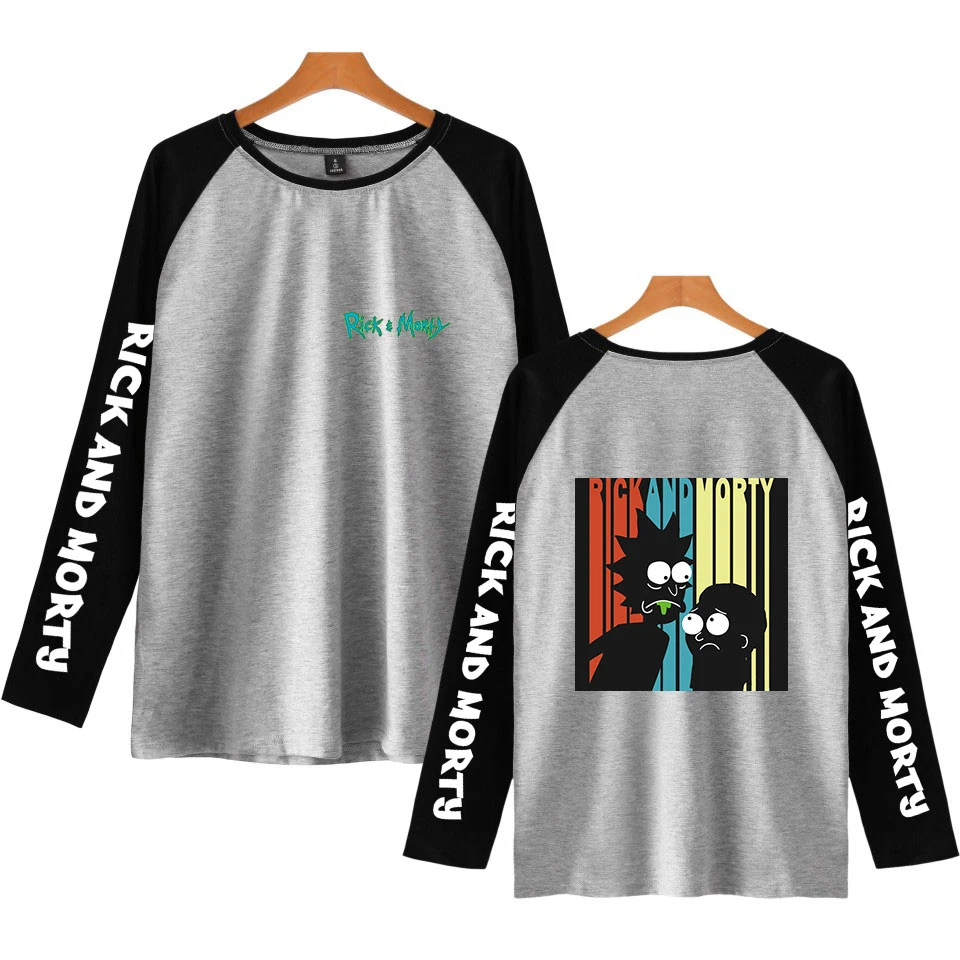 Ceny Rick i morty drukowane Raglan koszulki kobiety mężczyźni z długim rękawem t shirty z nadrukiem w 2019 New Arrival Hot sprzedaż casualowe w stylu streetwear ubrania